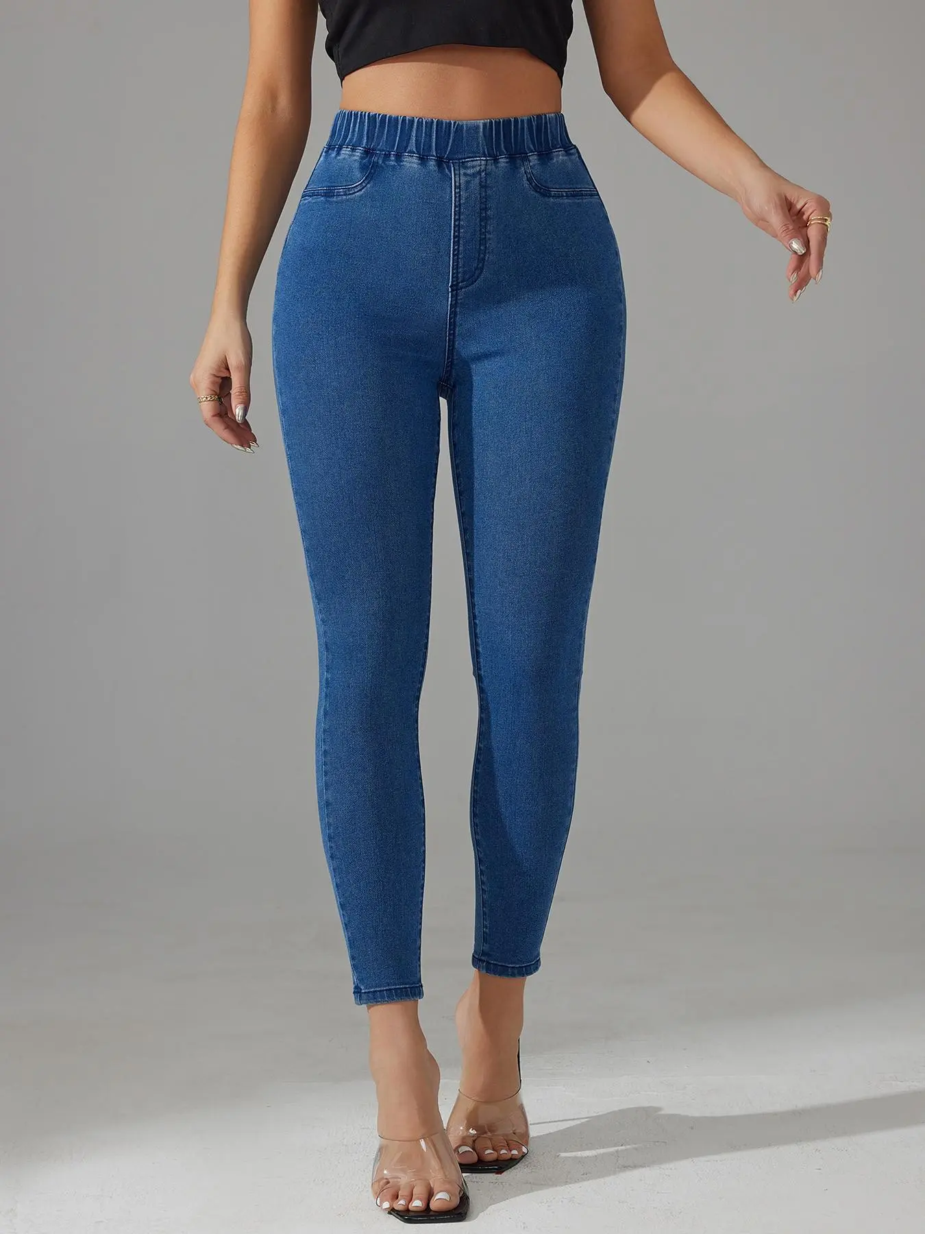 Women's Skinny Denim Jeans, Street Fashion Casual Comfy Jeans for Daily Outdoor Wear, Ladies Bottoms for All Seasons, Womenswear