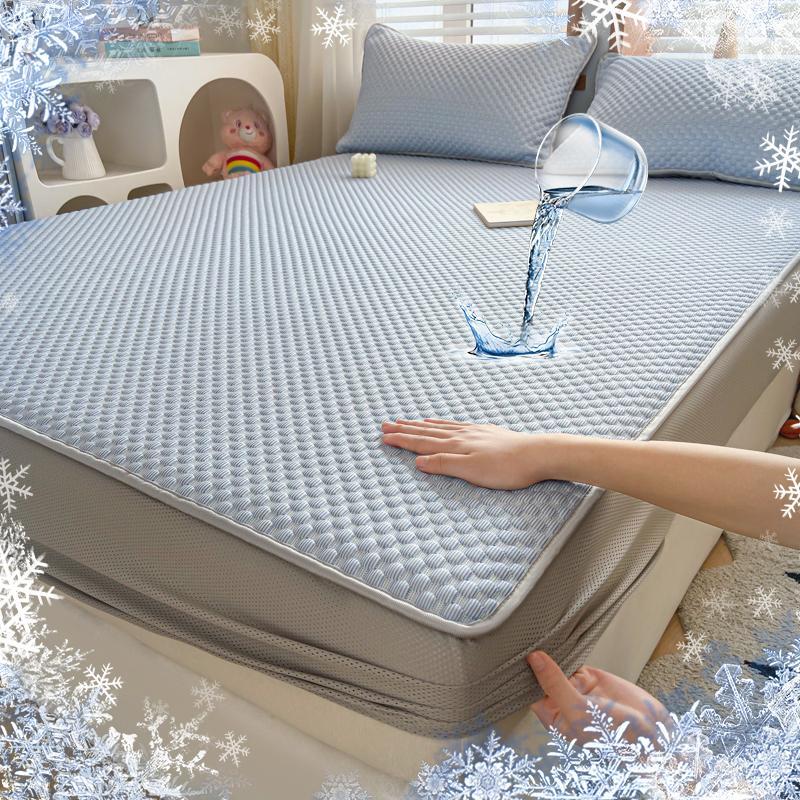 Waterproof Mattress Protector Set, 3 Counts/set Including 1 Count Fitted Sheet & 2 Counts Pillowcase, Comfortable Bedding Set for Home Bedroom 7