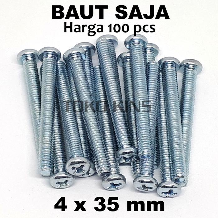 Gambar JP M4 x 35 per 100 pcs Baut kepala obeng plus 4mm 4 x 35 mm dari TOKO KINS Kota Administrasi Jakarta Barat Tokopedia