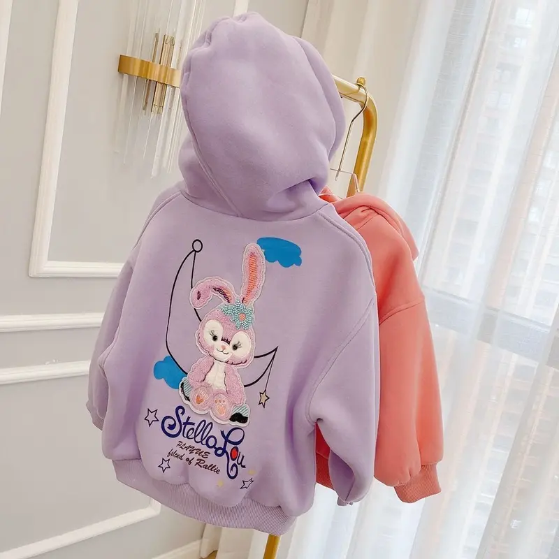 Áo Len Trẻ Em Bé Lót Lông Cừu, Dành Cho Bé Gái, Áo Khoác StellaLou, Dáng Rộng Vừa Vặn, Áo Cardigan Có Khóa Kéo, Có Mũ Trùm Đầu, Phong Cách Hàn Quốc, Thích Hợp Cho Trẻ Trung Và Lớn 8