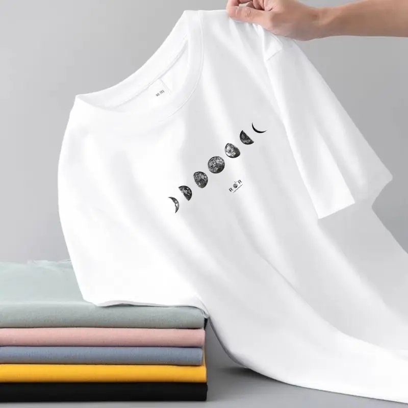 Áo Thun Cotton Ngắn Tay Mùa Hè, Dành Cho Nam Giới, Cổ Tròn, Dáng Rộng Vừa Vặn, Ngoại Cỡ, Tay Áo Dài Một Phần, Áo Lớp Nền Áo Hợp Xu hướng Mới, Áo Nam, Áo Phông 2