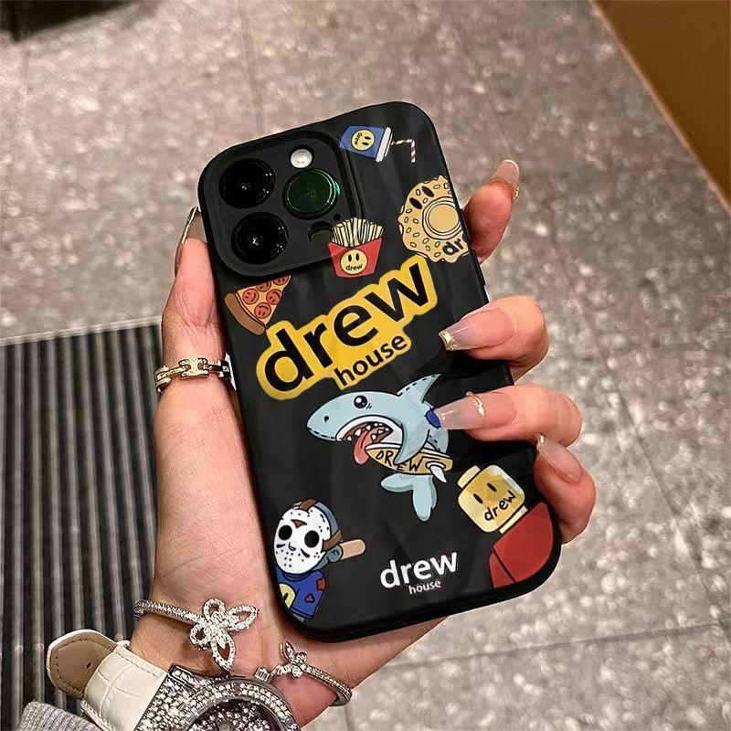 Creative Shark Label Case Thích hợp cho IPhone 11 12 Pro Max X XR XS Max SE 7 Plus 8 Plus  IPhone 13 14 15 Pro Max, nhãn chống va đập silicon Drew Jiontly Shark cho Ốp Điện Thoại Phụ Kiện