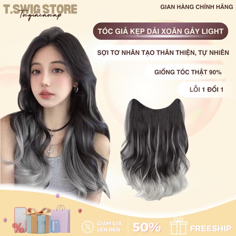 Tặng Light Kẹp 100 Đơn đầu tiên giá rẻ bất ngờ Tóc giả kẹp xoăn light Hồng Phấn cao cấp Women Women Wig