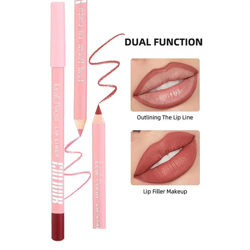 Matte Lip Liner Pencil Waterproof Plumping Stain Lipstick Natural Nude Pink Lip Liner Pro Outline the Lips Contour Makeup
