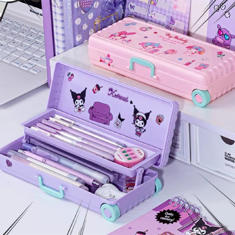 Hộp Đựng Bút Hai Tầng Hình Kuromi Dung Tích Lớn Hộp Văn Phòng Phẩm Chống Thấm Nước Bảo Quản Hộp Bút