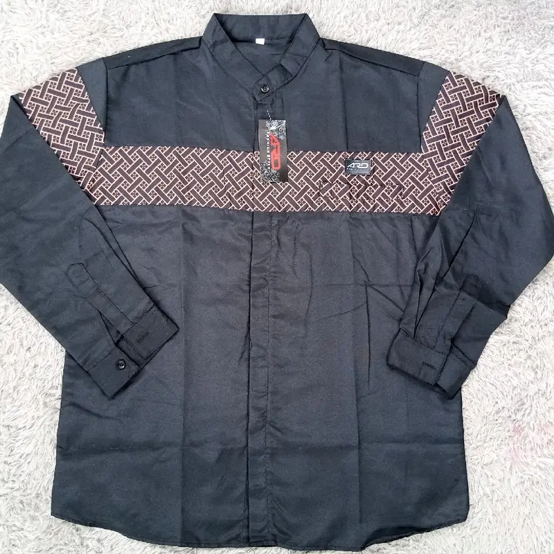 Baju Koko Lengan Panjang Pria Dewasa Motif Batik Qynang kobata Kobata Katun Matt 5