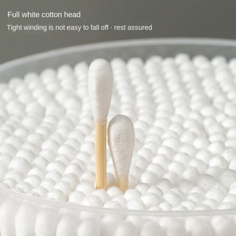 Portable Double Head Cotton Swab Wooden Wadded Sticks Multipurpose Cleaning Cotton Swabs Cosmetic Cotton Swabs Durable Makeup 6