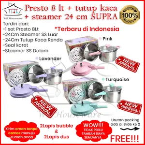 SUPRA Panci presto 8liter seri pastel + steamer 24cm stainless / pengukus pengempuk cepat