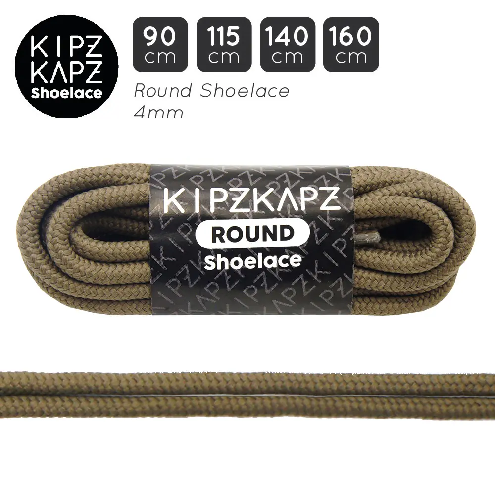 KIPZKAPZ RS10 BROWN GREYISH 4MM TALI SEPATU BULAT ROUND SHOELACE 90CM 115CM 140CM 160CM