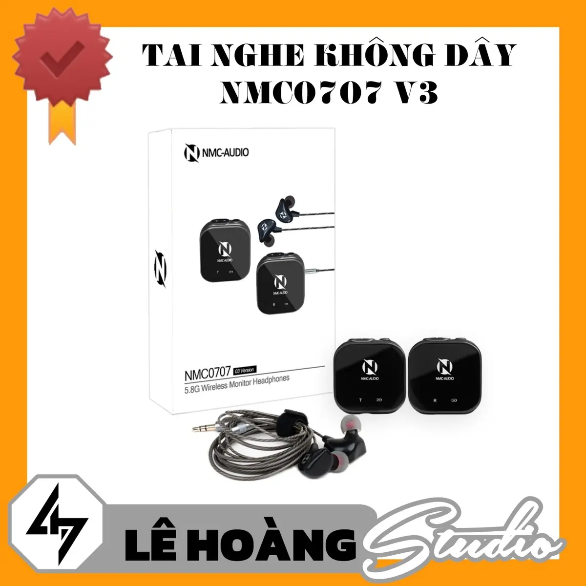 Tai nghe không dây NMC0707 V3 dùng cho thu âm livestream, không bị trễ tiếng, thu xa 15 mét