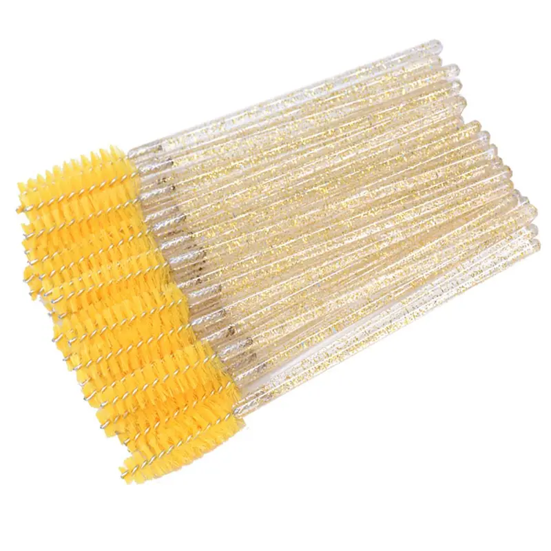 50pcs Disposable Eyelash & Eyebrow Brush, Glitter Design Eyelashes Brushes Comb, Makeup Brushes, Professional Makeup Tools For Women, Summer Makeup Gift, Valentine's Day Gift, Makeup Brushes 7