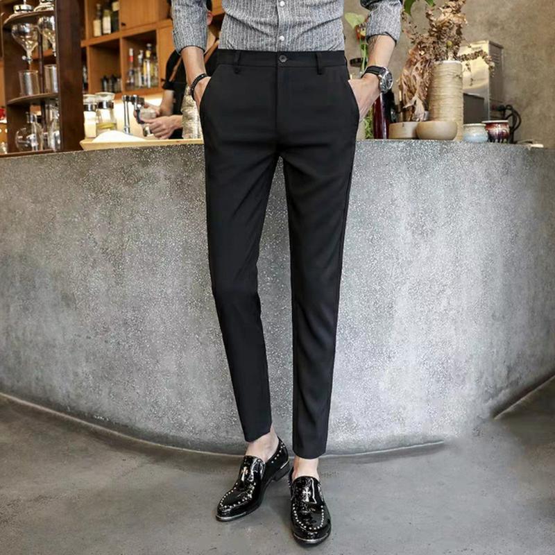 [Có size đại] Quần tây nam dáng ôm body ống côn vải co giãn mịn đẹp phong cách Hàn Quốc công sở Đi học Đi làm Menswear Pants Màu Đen z1