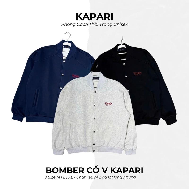 [DEAL MỞ BÁN] ÁO KHOÁC BOMBER KAPARI CỔ BẺ THỜI TRANG UNISEX NAM NỮ HOT TREND THÊU LOGO NỔI 8