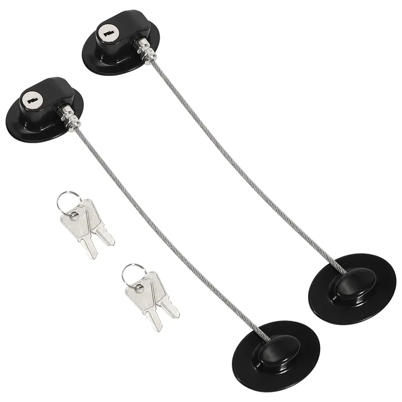2 Pieces Refrigerator Door Lock Strong Adhesive Freezer Door Lock File Drawer Lock Child Safety Cupboard Lock with Key