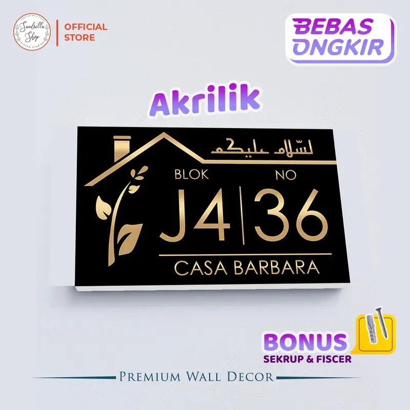Custom Nomor Rumah Akrilik Papan Alamat Nomer Rumah Acrylic MNR62 1