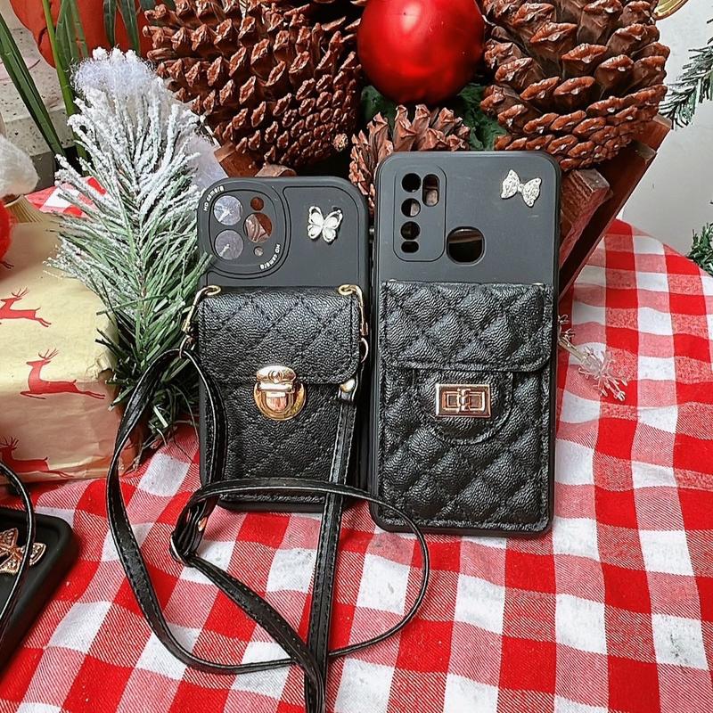 [OPPO + TẶNG KẸP HOA SỨ 8cm] . ốp đeo chéo kèm charm gấu nơ - bảo vệ cam - đeo đi du lịch tiện dụng - kèm ví để thẻ để tiền ốpdẻo lưng ốp điện thoại 4