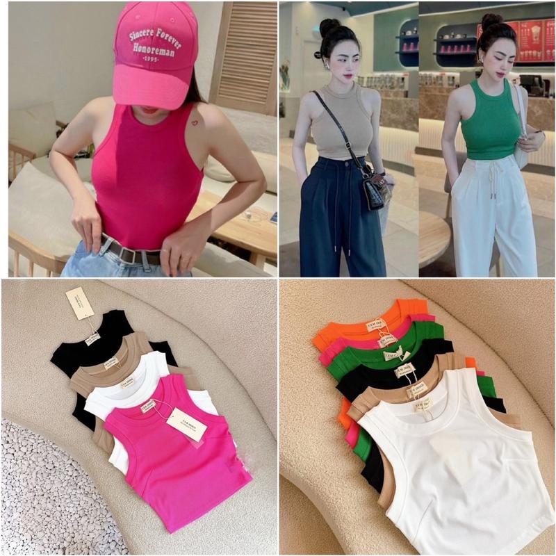 ÁO BA LỖ CROPTOP NGƯỢC DÁNG BASIC MÙA HÈ MÁT MẺ B999 Nữ Xanh