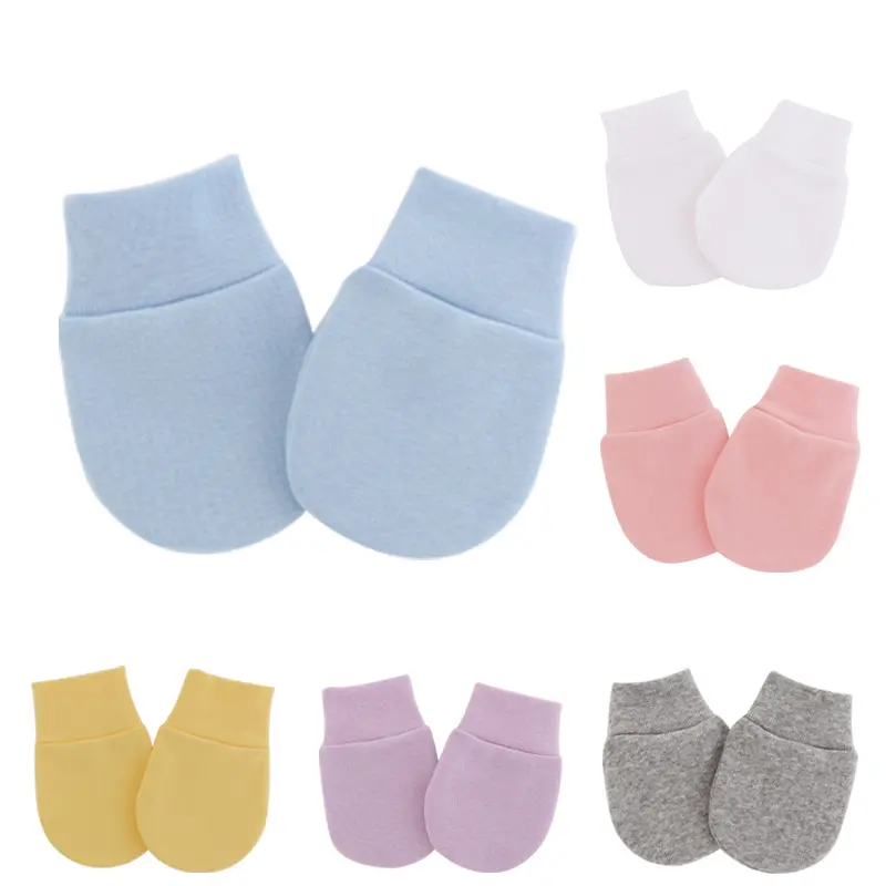 5 Pairs Baby Anti Scratch Gloves, Baby Hand Gloves, Newborn Solid Color Threaded Gloves, 0-1 Years Old