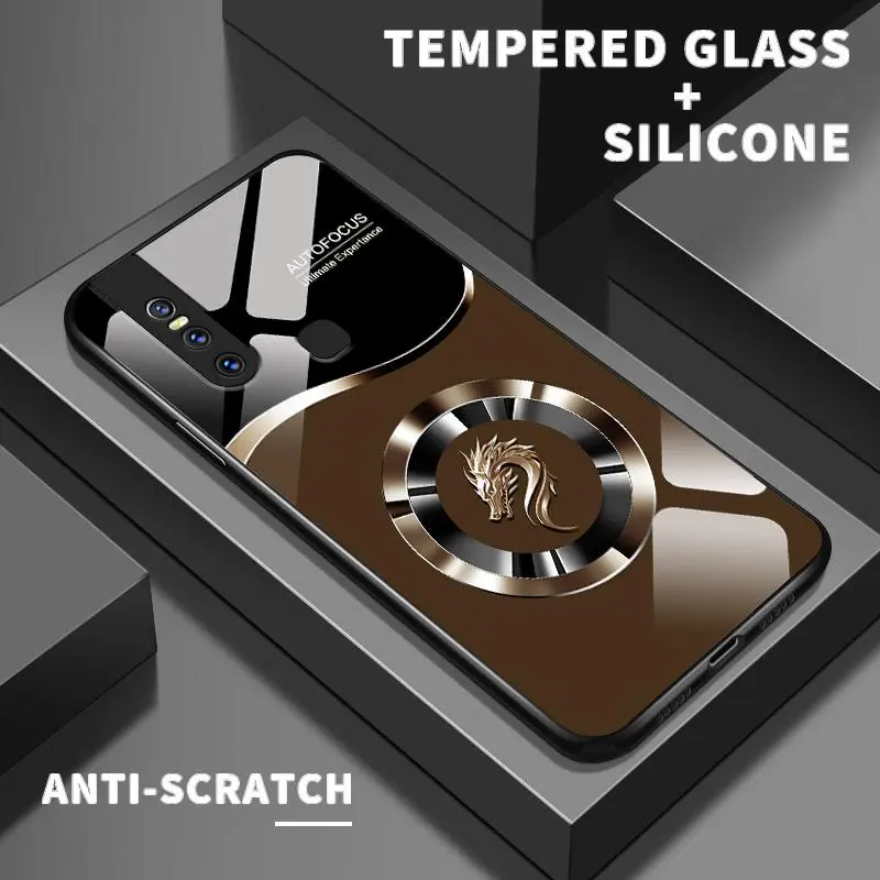 Case For VIVO V15 V5 V5s V5 Lite V9 Youth V9 V9 6GB V15 Pro V17 V17 Neo V17 Pro V19 V19 Neo V20 2020 2021 Glass Kaca Slikon Back Cool Loong Hard Case Silikon Casing Ponsel