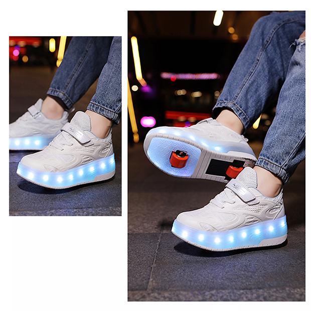 Product Introduction of Giày Trượt Patin Có Bánh Xe Cho Bé Trai Và Trẻ Em, Giày Chạy Bộ Hai Bánh, Phiên Bản Sinh Viên, Có Thể Co Lại, Có Bánh Xe, Ròng Rọc 30