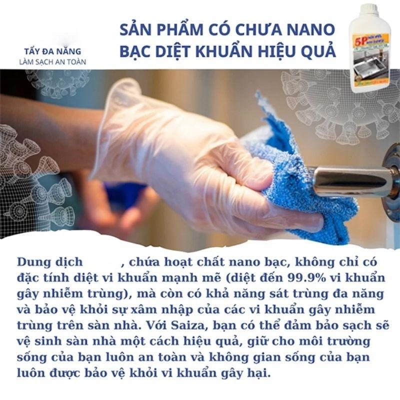 [Tặng Khăn] Nước Tẩy Đa Năng - Tẩy Cặn CANXI Vệ Sinh Sàn Nhà 5P 1000ml Làm Sạch Bề Mặt Kính, Bồn Rửa, Vết Ố Vàng Nhà Tắm 2