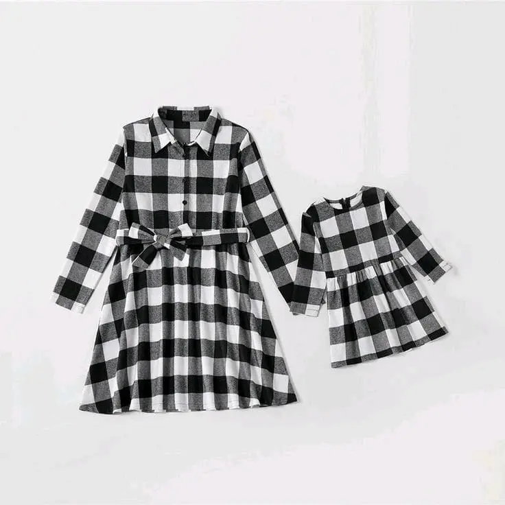 Couple mom and kids // Midi dress couple ibu dan anak perempuan // Couple baby Tartan // 2 in 1 baju ibu anak Pasangan 5