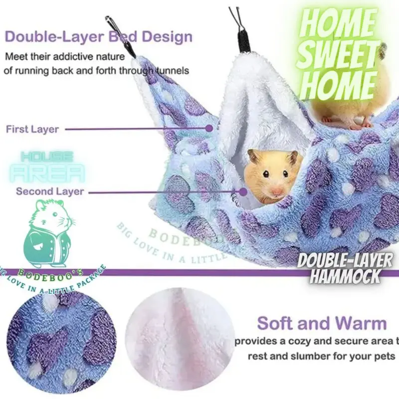 1 Pcs - Hanging Hammock Nest / Sleeping Pouch / Tempat Tidur Hideout Kandang - 2 Layer / Tingkat - Motif : Love / Starfish - Size : S - Untuk : Sugar Glider dan Hewan Kecil Lainnya 4