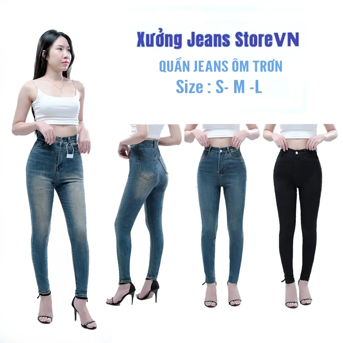 Quần jeans nữ dáng ôm skinny lưng cao quần bò ống bó co giãn form dài phong cách trẻ trung Xưởng Jean storevn Women Pants Denim