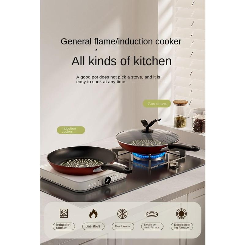 Product Introduction of New Non-Stick Pan with Lid Easy to Clean Frying Pan Multi-functional Iron Fried Steak Pot Gas Induction Cooker 25