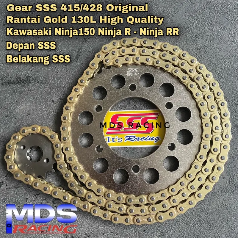 Gear Set Gir Set SSS 415 428 Ninja150R, Ninja RR, Ninja SS, Ninja S, Plus Rantai Gold polos Highquality (Bukan SSS) 1