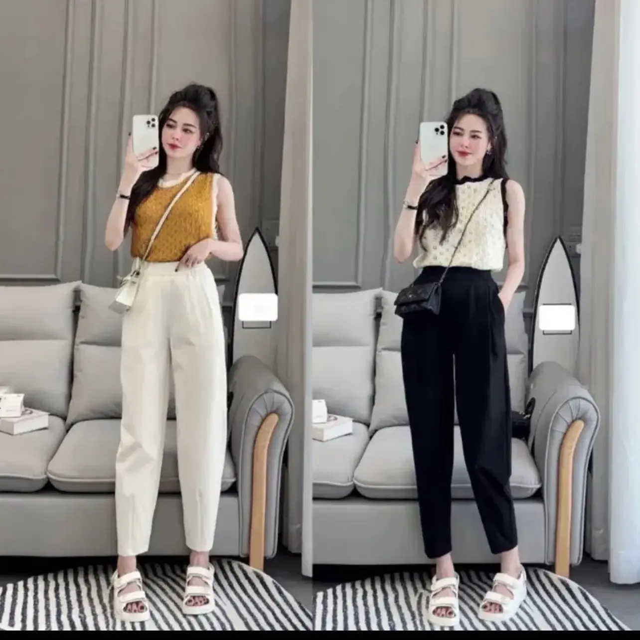 Quần beggi chất vải umi hàn cao cấp co dãn 4 chiều quan ni