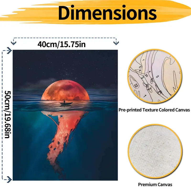 Jellyfish Pattern DIY Acrylic Painting Kit without Frame, DIY Painting Supplies for Home Decor, Wall Art Decor for Home Living Room Bedroom 1