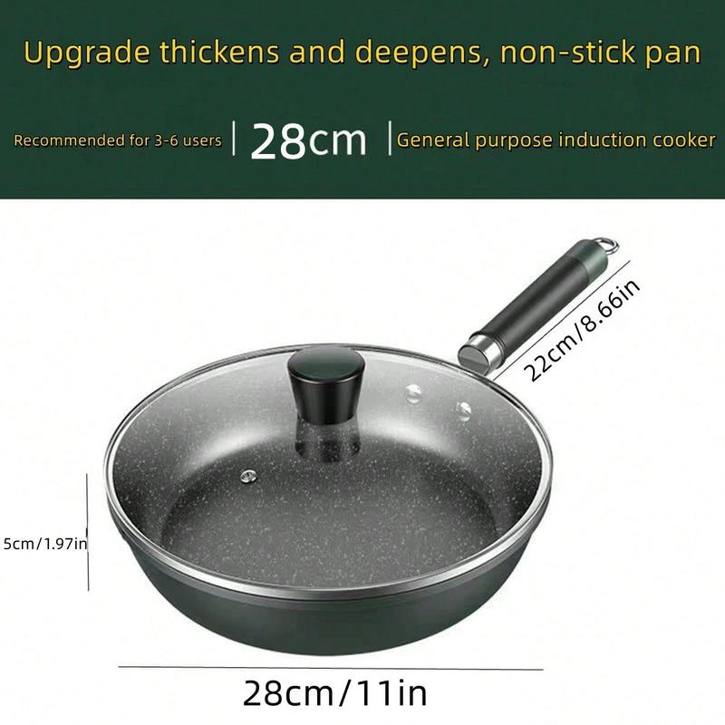 Non-stick Frying Pan with Lid, Non-stick Frying Pan with Handle, Kitchen Cookware for Frying Egg, Steak, Pancake, Gas Stove, Electric Stove 1