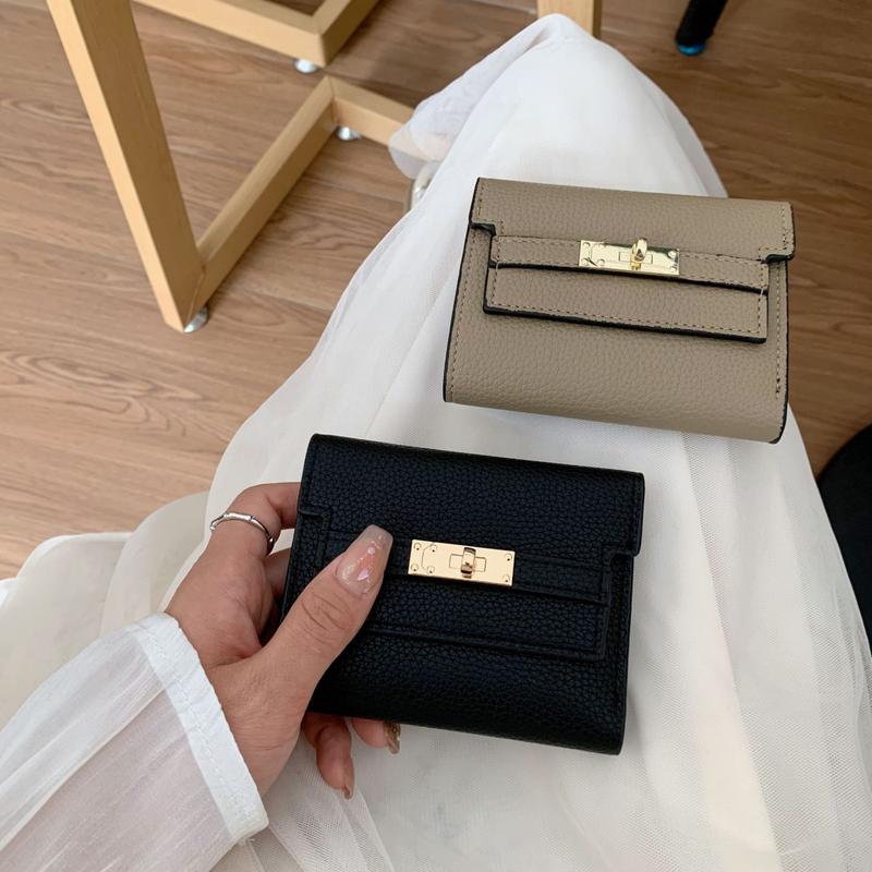 Ví Nữ, Cỡ Nhỏ, Cao Cấp, Gấp Gọn, Ví Cầm Tay Ngắn, Phong Cách Xuyên Biên Giới, Dành Cho Nữ Wallet Hình Chữ Nhật 0