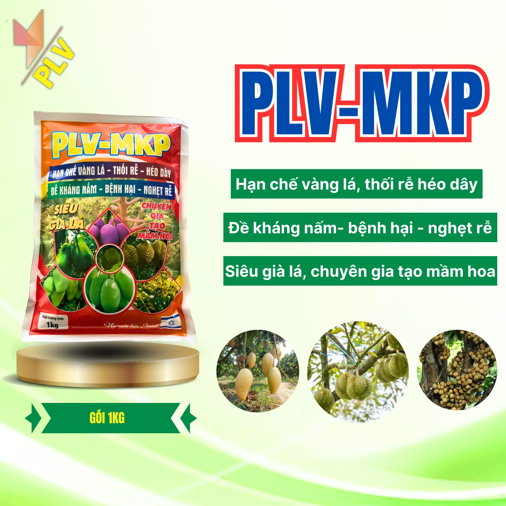 PLV - MKP (1kg) - Hạn Chế Vàng Lá, Hư Rễ, Xử Lý Ra Hoa Trái Vụ, Kích Lá Già
