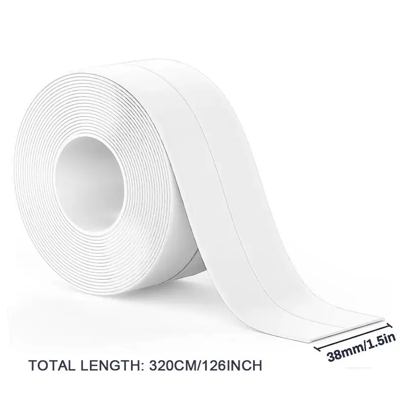Bath & Kitchen Caulk Tape Sealant Strip, 3 Counts PVC Self Adhesive Tub & Wall Sealing Tape Caulk Sealer, Shower Tile Sealer Tools With 2pcs Shovel, Adhesive Sealant 2