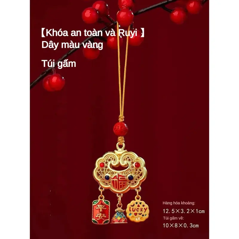 Phone Charm strap Điện Thoại Di Động Năm Sinh Vàng, Ping An Ruyi, Dây Đeo Chéo Phụ, Phong Cách Trung Quốc, Mặt Dây Chuyền Điện Thoại Di Động,Móc Chìa Khóa dây  đeo  điện  thoại  baby  three 4