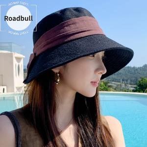 ROADBULL新しいしいリネン釣りり人々の帽子,女性用夏用つばグアンリよけ帽子,リボン払ういき通気性があり軽量で多目的サンハット