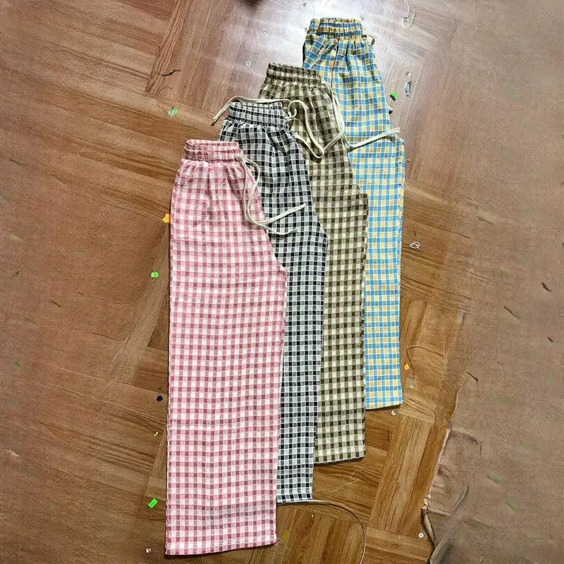 Quần Suông Nữ Kẻ Ô Vuông .Đa Dạng Màu Sắc .Chất Liệu thô xốp #10 Women