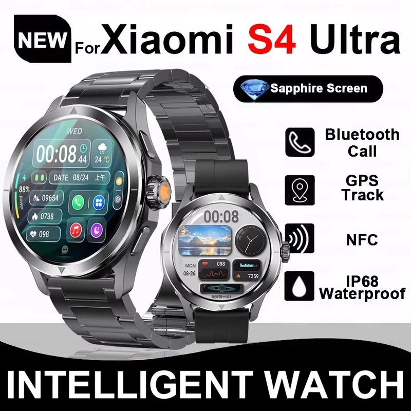 Đồng hồ thông minh thể thao ngoài trời mới cho Xiaomi S4 Ultra, màn hình AMOLED 1.53 inch, NFC, GPS, la bàn, đo nhịp tim, chống nước, gọi BT.