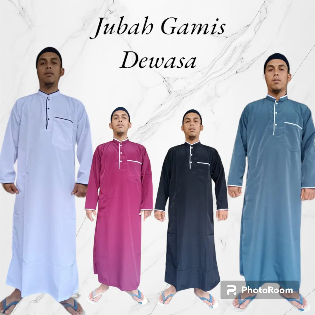Jubah Gamis Baju Muslim Pria Dewasa S M L XL XXL 3XL Polos