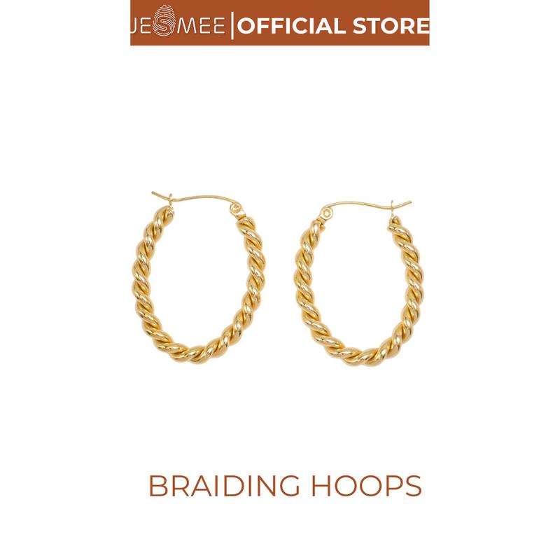 Khuyên tai Braiding Hoops tròn xoắn JESMEE - E6559 Women Hoa Tai
