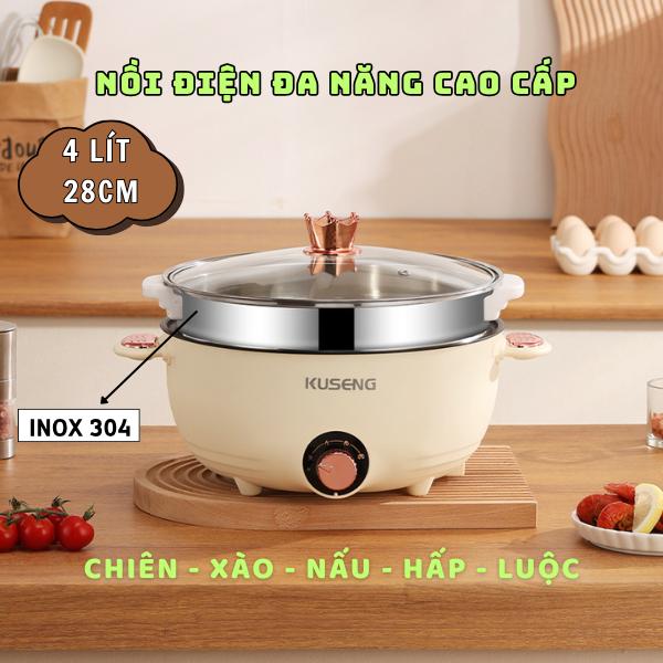 Nồi lẩu điện đa năng KUSHENG - Công Suất 1000w - 2 tầng kèm xửng hấp - nấu ăn nhanh chóng tiện lợi