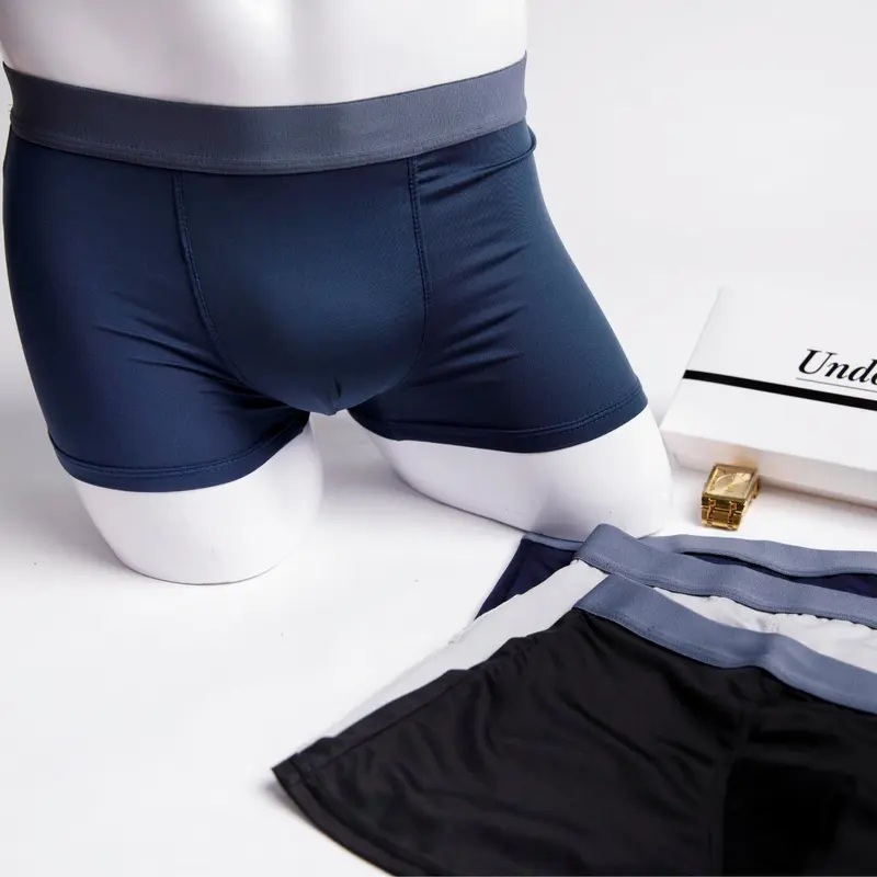 Sịp Boxer cạp trơn chất liệu thun lạnh. Phong cách mạnh mẽ, ôm form, thoáng mát. Quần boxer/quần đùi Polyester Nam Menswear đáy lót Cotton có thể giặt máy thanh lịch 7