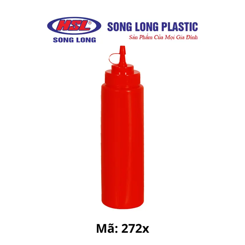 Chai Nhựa Đựng Sốt, Đựng Tương Ớt 1 Vòi Có Nắp Đậy Song Long Plastic 500ml, 650ml 6