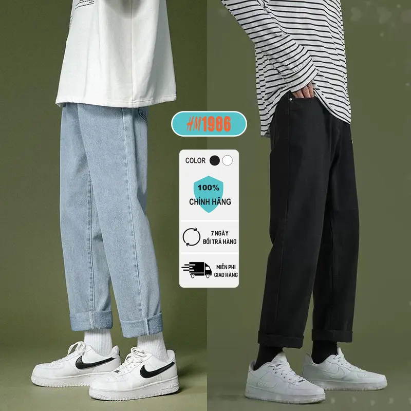 Quần jean nam, xanh, đen, chất bò dáng xuông đứng . Quần baggy nam, jeans, ống suông rộng Hottrend 2023 J101
