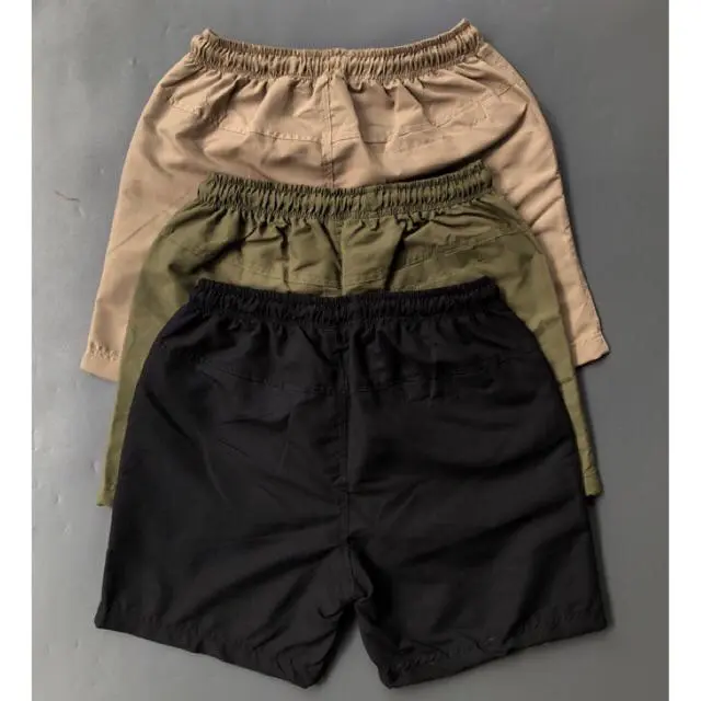 PAKET 3 PCS Celana Pendek Pria Distro Boardshort Tali Karet Pinggang Boxer Santai [BSHORT3] Nyaman Katun Abu Navy Panjang Kain Hitam 6