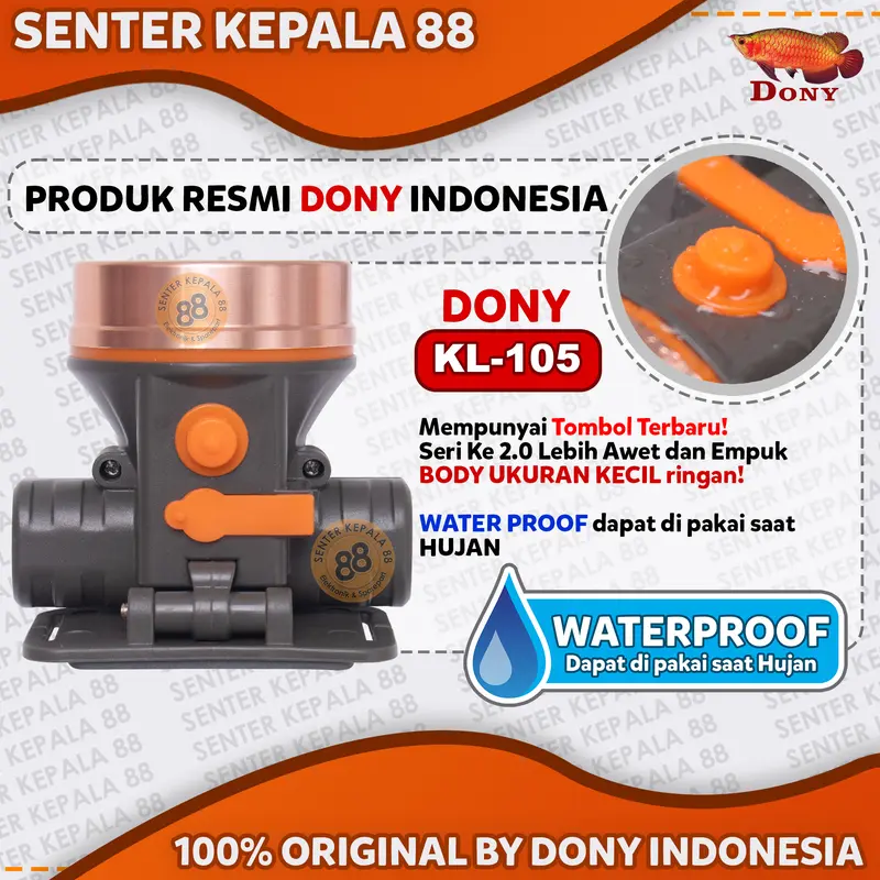 DONY Senter Kepala Dony KL 105 Si Unyil Siunyil Doni Cas Terang Jarak Jauh SUPER TERANG MURAH Sintar Dony Kepala SUPER TERANG ORIGINAL 105 kl-105 BERBURU GUNUNG MANCING ANTI AIR CAHAYA PUTIH CAHAYA KUNING LED CAS ULANG RECHARGEABLE CHARGE 3000mAH DOWNY 3