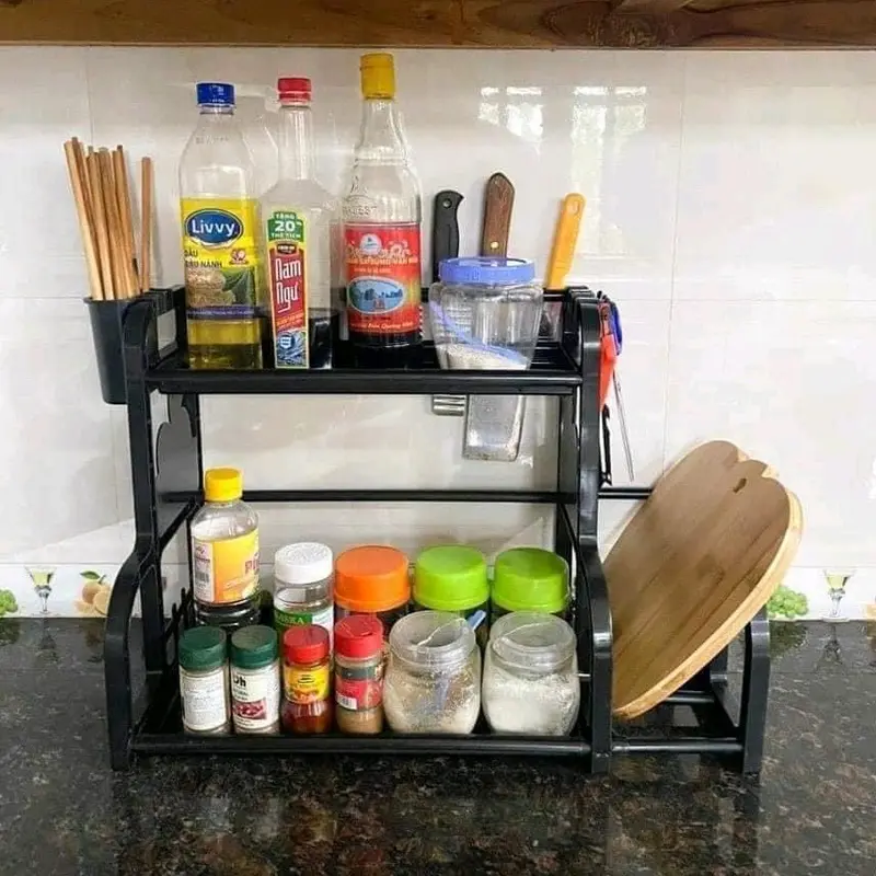 Kệ Đựng Gia Vị Nhà Bếp , Kệ Đựng Đồ Dùng Nhà Bếp, kệ gia vị 2 tầng tiện ích 4