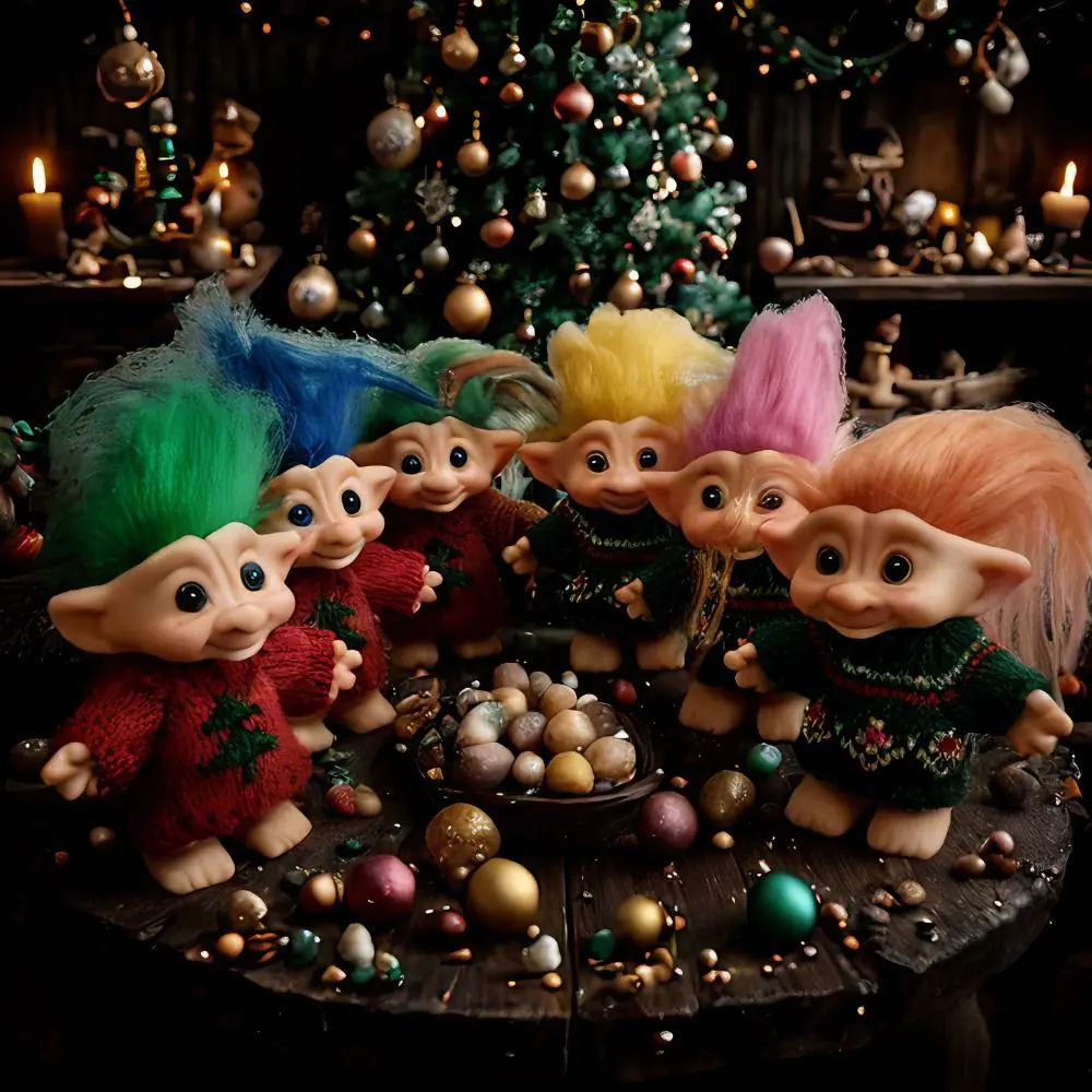 Troll Doll, 1/6 Counts 10cm Colorful Hair Troll Doll, Funny Trolls Dolls, Cosplay Halloween Party Toy Costume Props, Home Decor, Festive & Party Supplies